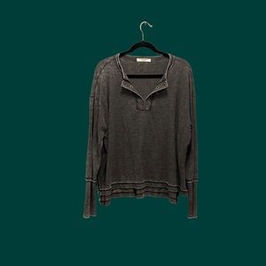 NWOT Project Social T Heathered Charcoal Burnout Long Sleeved Top Size S